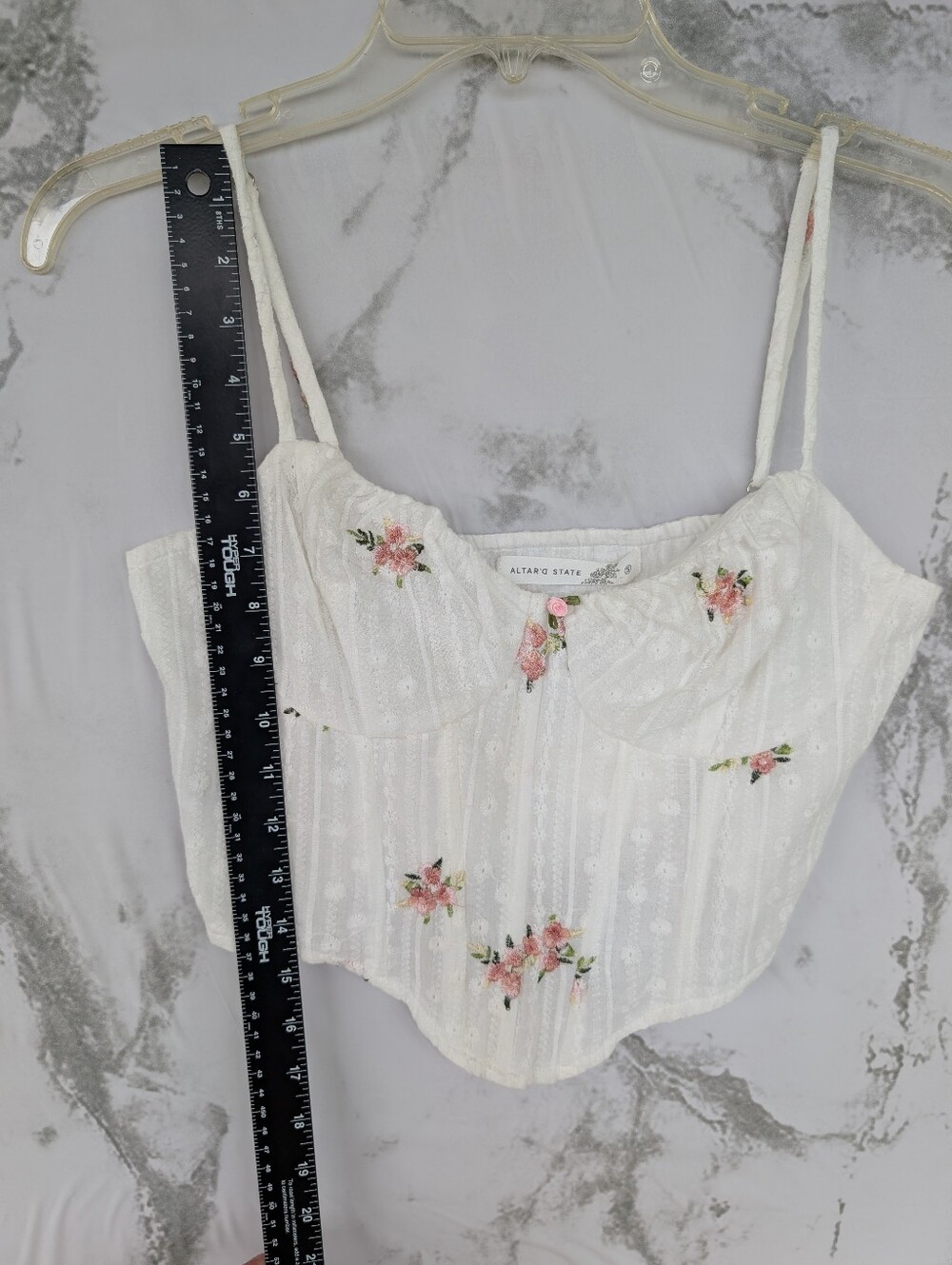 Altar'd State Women's Ivory Pink Floral Corset Cropped Tank Top Small NWT - Picture 6 of 12